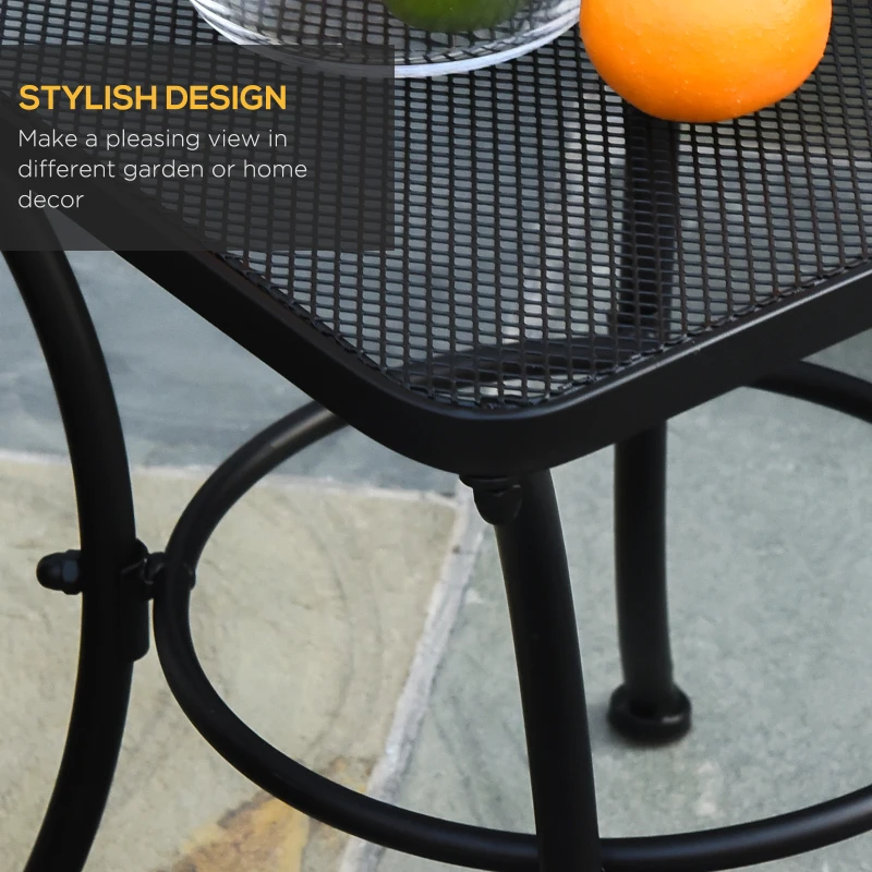 Outsunny 18"x18"x20" Square Garden Metal Bistro Table Outdoor Patio Coffee Side Desk, Black