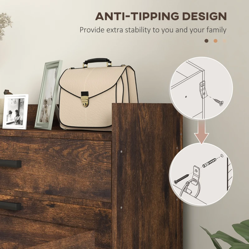 HOMCOM Slim Shoe Storage Cabinet, Shoes Cabinet Organizer with 2 Flip Drawers, Adjustable Shelves for 12 Pair, Rustic Brown