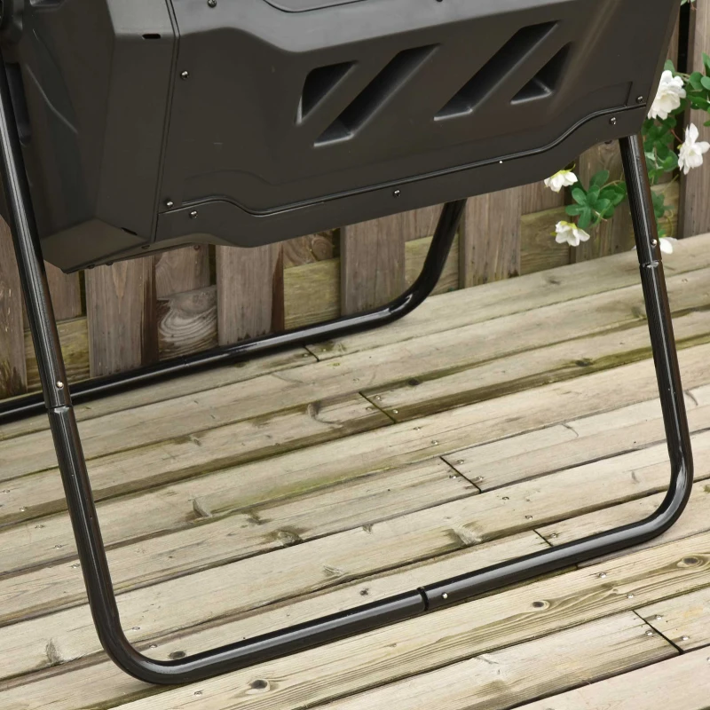 Outsunny Tumbling Compost Bin Outdoor 360° Dual Chamber Rotating Composter 43 Gallon, Green(m-8)