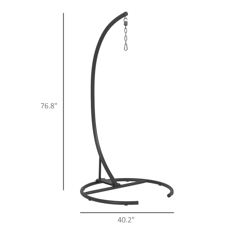 Outsunny Hanging Hammock Chair Stand with Round Base, 40.2" x 76.8", Black