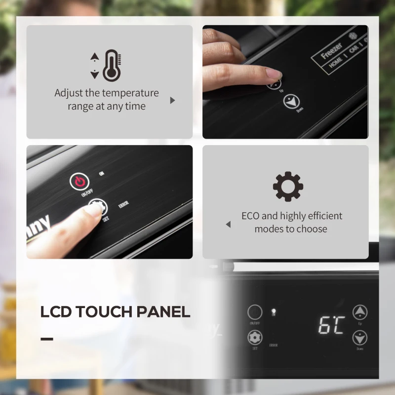 Outsunny 12 Volt Car Fridge, 42 Quart Electric Cooler, Dual Zone Portable Freezer with 12/24V DC and 110-240V AC for Driving, Travel, Fishing, Outdoor