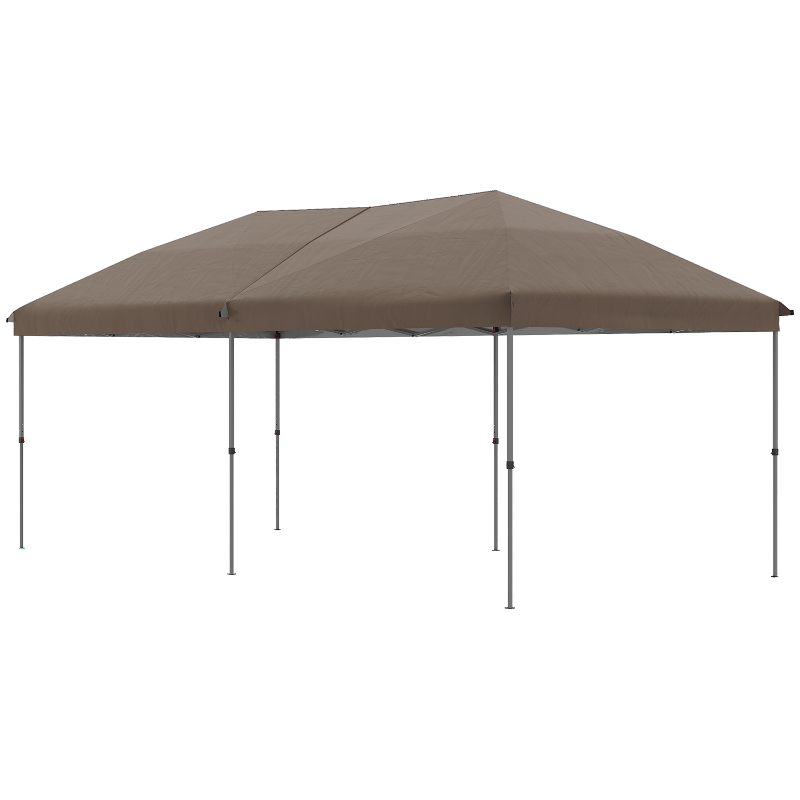 Outsunny 10' x 19' Pop Up Canopy with Easy Up Steel Frame, 3-Level Adjustable Height and Carrying Bag, Sun Shade Event Party Tent for Patio, Backyard, Garden, Brown