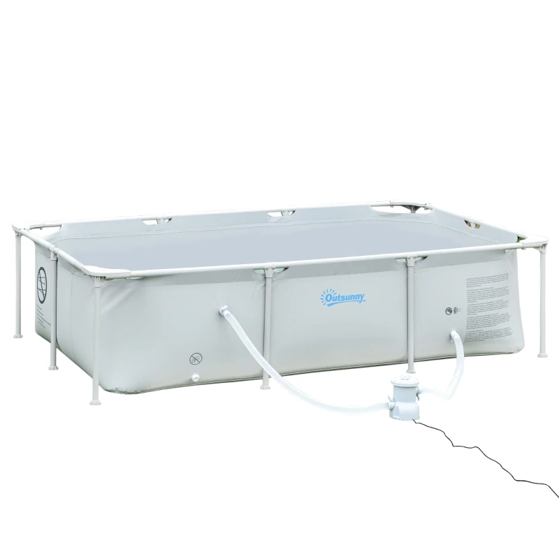 Outsunny 8.3ft x 5ft x 26in Frame Above Ground Swimming Pool Set with Filter Pump Filter Cartridge Reinforced Sidewalls Grey