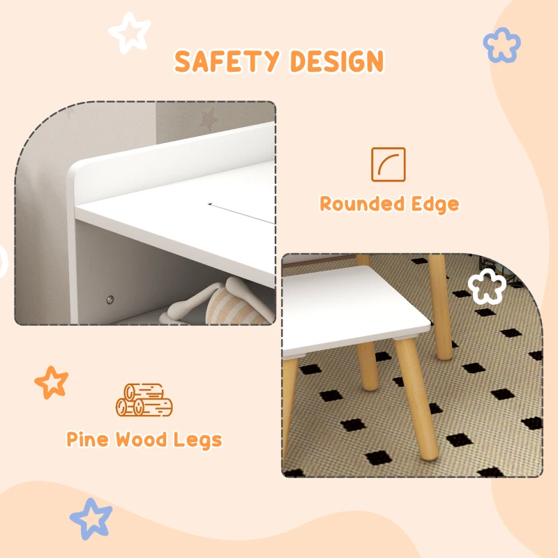 Qaba 3 in 1 Kids Table and Chair Set for Playing, Drawing, Reading, Art, Craft, for Nursery, Playroom, Blue