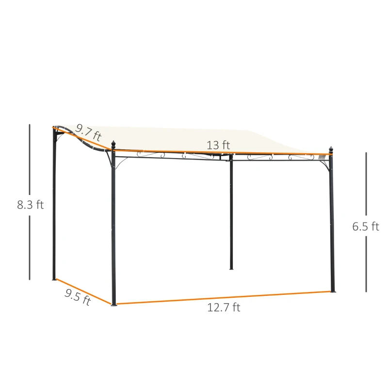Outsunny 10' x 13' Outdoor Pergola Gazebo, Steel Patio Canopy with Weather-Resistant Fabric and Drainage Holes, Cream White