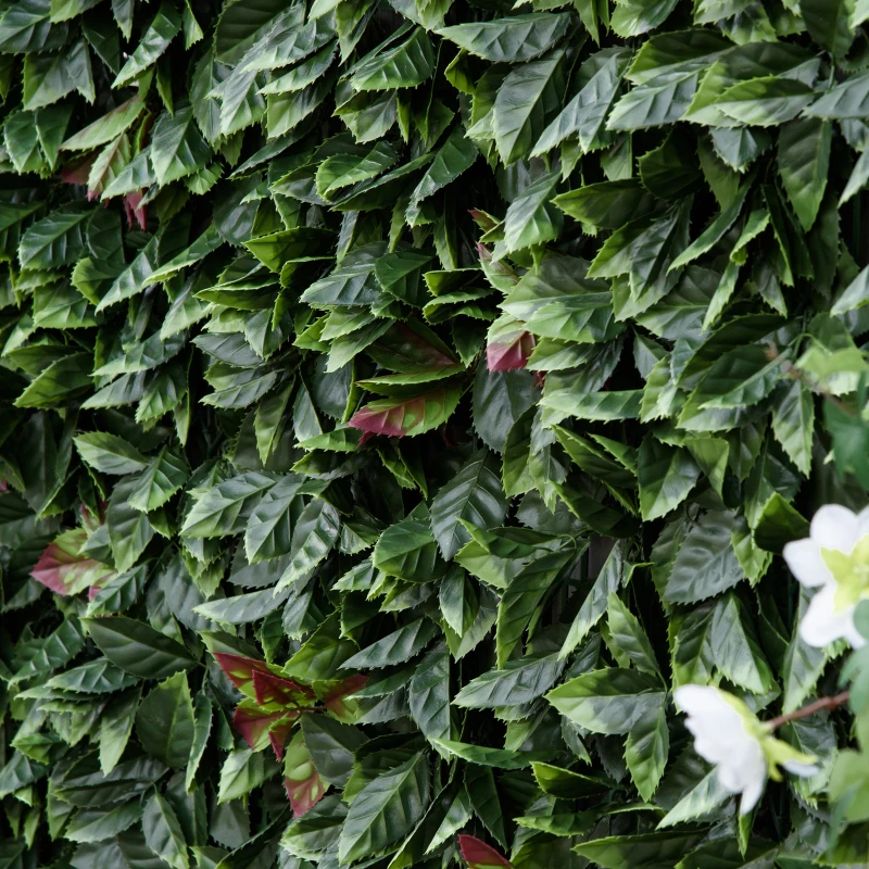 Outsunny 12PCs Grass Wall Panels, 20" x 20" Artificial Grass Wall Decor, Greenery Backdrop Panels Wall for Outdoor, Indoor, Garden, Fence, Backyard, Green and Red