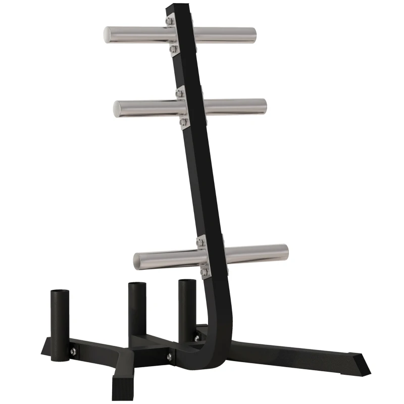 Soozier 2-Inch Weight Plate Rack with Barbell Bar Holders, Olympic Weight Tree, 660 lbs. Capacity, Black