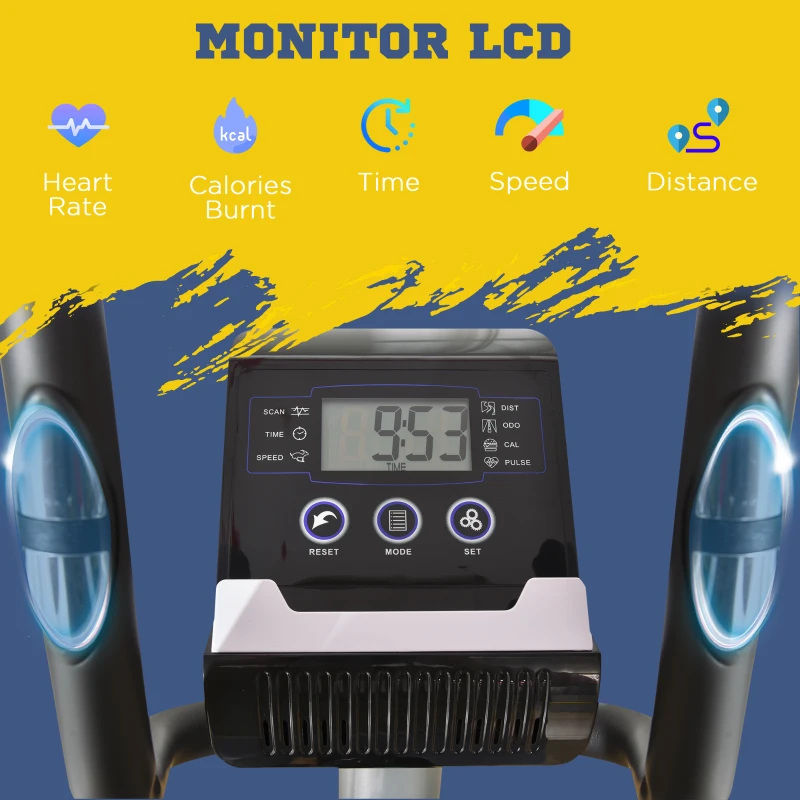 Soozier 2-in-1 Elliptical and Bike Cross Trainer with LCD Screen and Magnetic Resistance for Home Gym Use, 264 lbs Weight Capacity