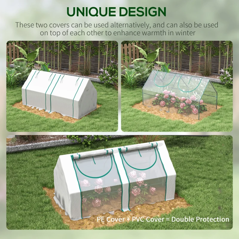 Outsunny 6' x 3' x 3' Portable Greenhouse, Garden Hot House with Two PE/PVC Covers and 2 Roll Up Windows, Clear
