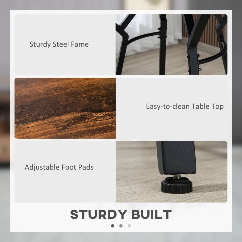 HOMCOM 5-Piece Bar Table and Chairs Set, Space Saving Dining Table with 4 Stools for Pub & Kitchen, Dark Brown