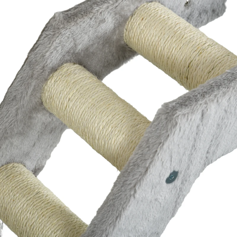 PawHut 5PCs Cat Wall Shelves with Scratching Post, Ladder, Cat Bed, Jumping Platform, Perches, Toy Ball, Step