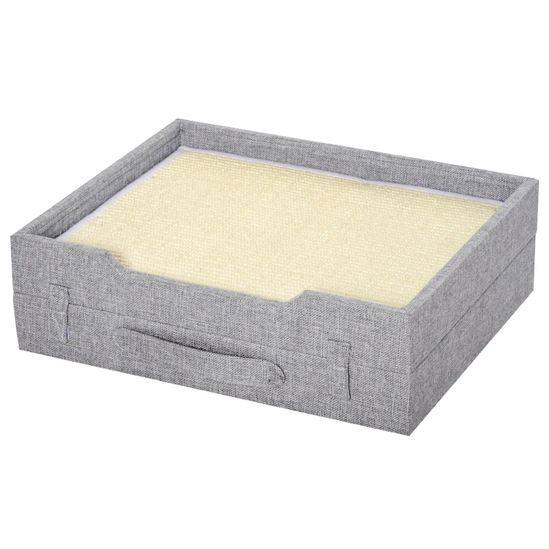 PawHut Cat House Foldable 2 In 1 Design Condo Pet Bed with Removable Washable Cushions Scratching Pad, Grey