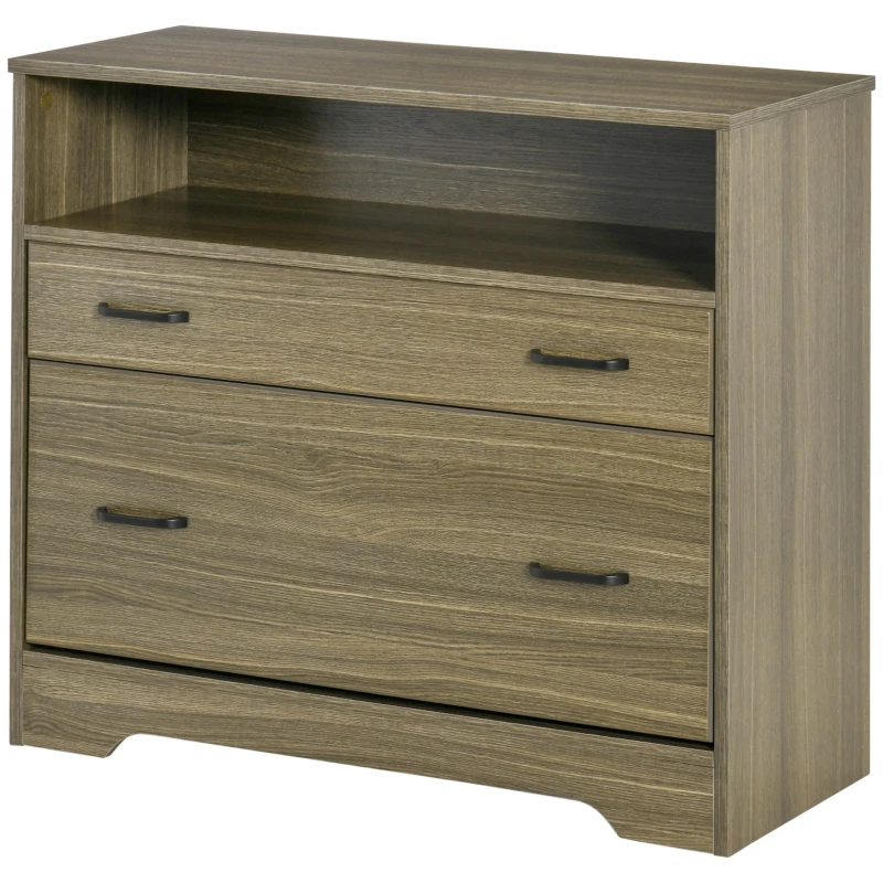Vinsetto Lateral File Cabinet with Shelf, 2 Drawer Filing Cabinet for Letter Sized Papers, Print Stand, Charcoal Grey