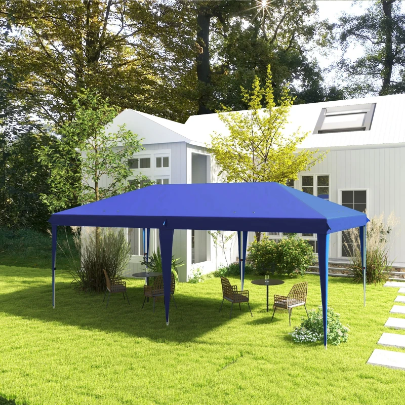 Outsunny 10' x 19.2' Outdoor Gazebo Pop Up Canopy Party Tent with Carrying Bag, Blue