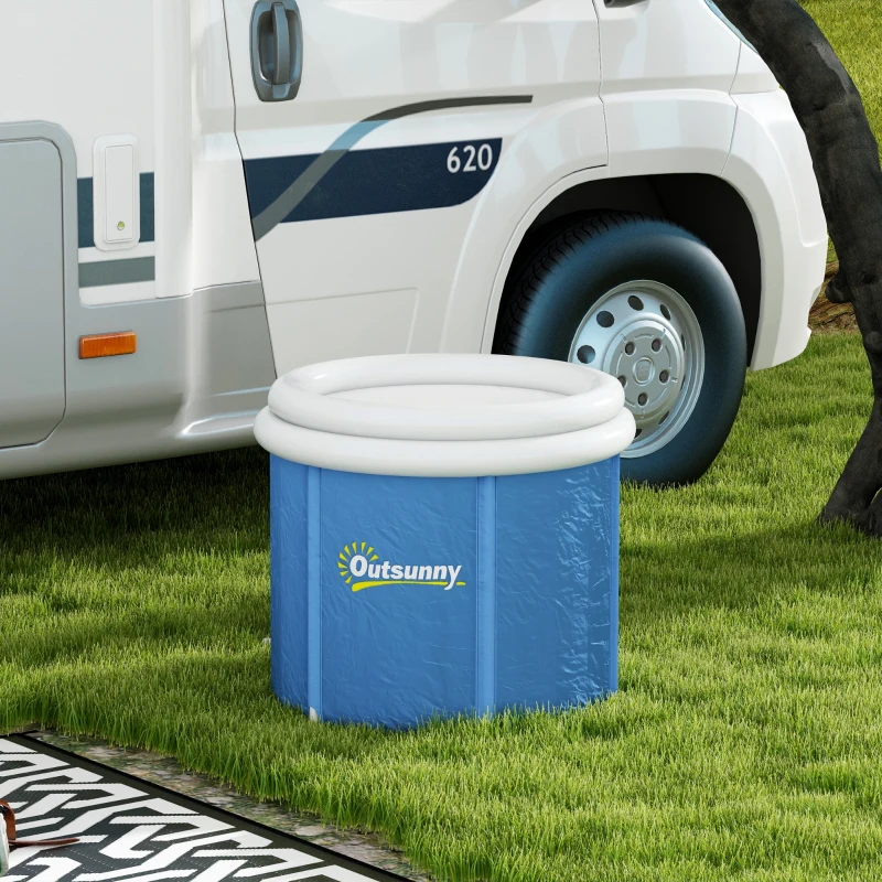 Outsunny Cold Plunge Tub, Portable Ice Bath Cold Water Therapy Tub with Thermo Lid, for Athletes Recovery, Dark Blue