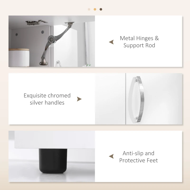 HOMCOM 66" Buffet with Hutch, Freestanding Kitchen Pantry with 2 Large Cabinets, 1 Pull Up Cabinet, 3 Drawers, White