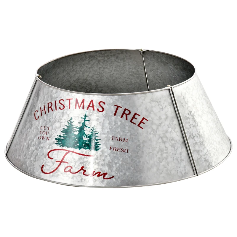 HOMCOM Christmas Tree Collar, Steel Tree Ring Skirt, Home Xmas Decoration for Christmas Tree, 26" x 26" x 9", Silver