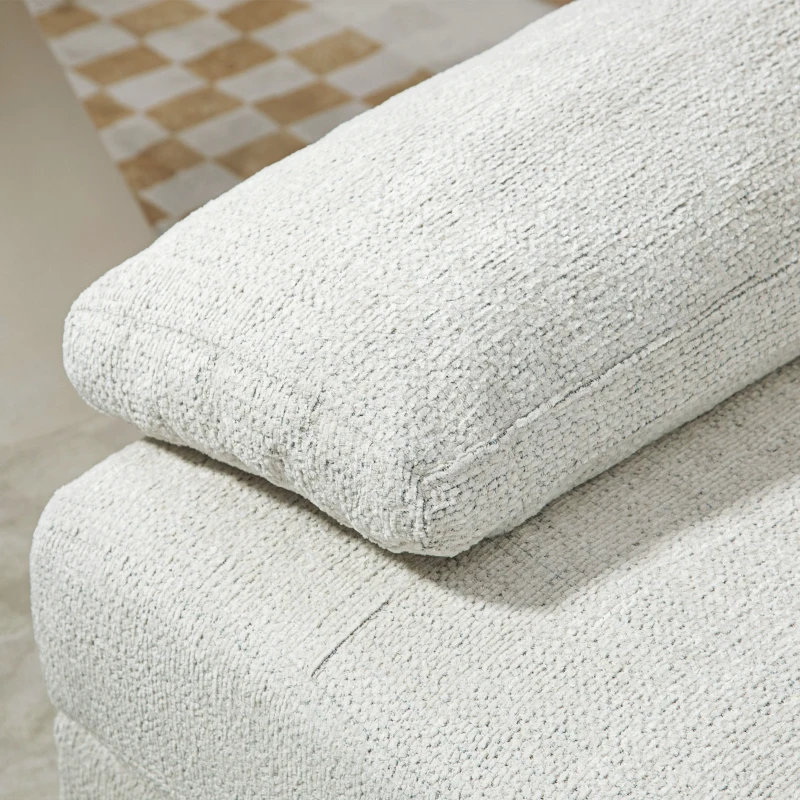 HOMCOM Left Side Module for Modular Sectional Sofa, Upholstered Armchair with Wood Legs and Pocket Spring, Cream White