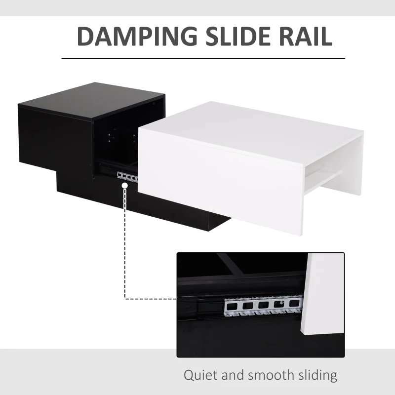 HOMCOM Rectangular Wooden Chest Coffee Table with Slide Top Trunk Storage, Black and White