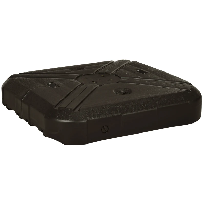 Outsunny Fillable Patio Cantilever Umbrella Base with Wheels, Heavy-duty Offset Umbrella Weights with Easy-Fill Spouts, Steel Cross Base, 430lbs Sand or 375lbs Water Filled, Coffee