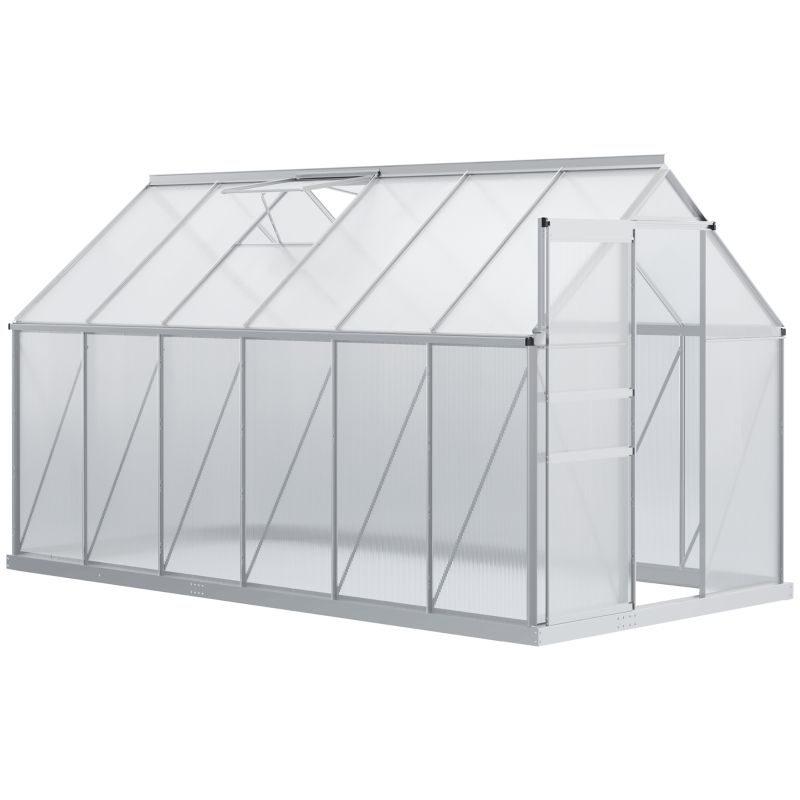Outsunny 12' x 6' Aluminum Greenhouse, Polycarbonate Walk-in