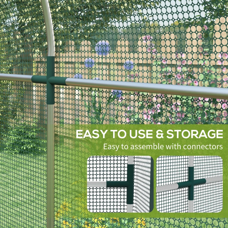 Outsunny Galvanized Steel Crop Cage, Plant Protection Tent with Zippered Door, 4' x 8', Green