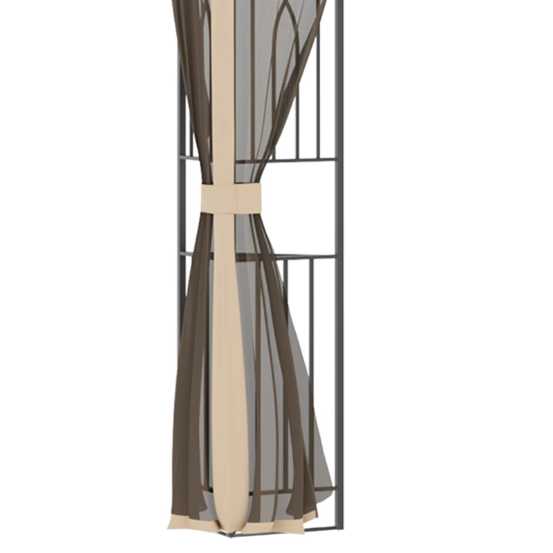 Outsunny 12' x 10' Soft-top Patio Gazebo Covered Gazebo Backyard Tent with Double Tier Roof and Netting Sidewalls, Brown