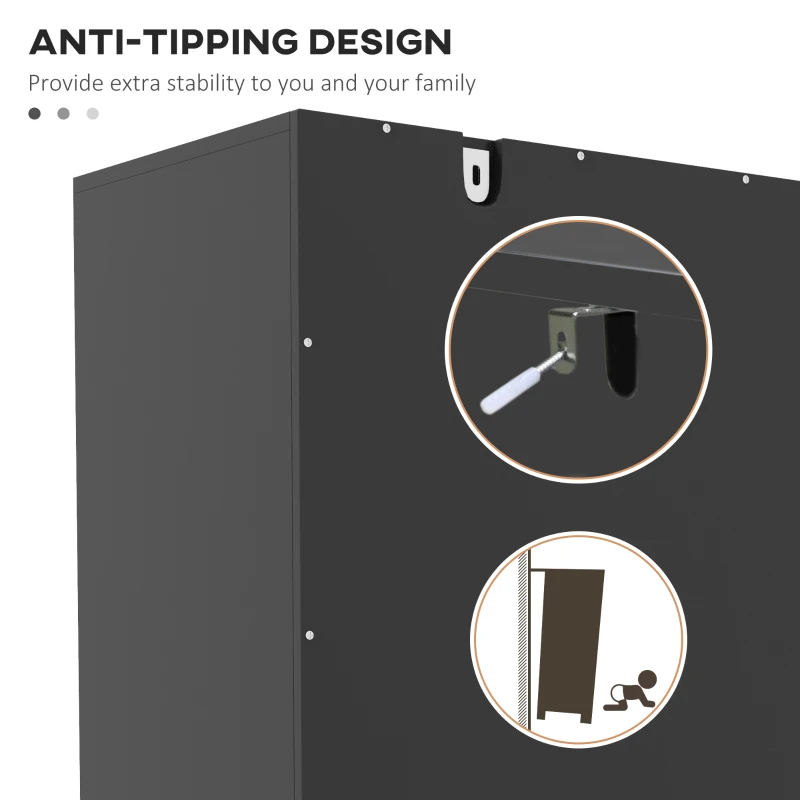 HOMCOM Shoe Cabinet, 21 Pair Shoe Storage Cabinet Organizer with 5-tier Double Door Cupboard and 5-tier Open Shelves, Black