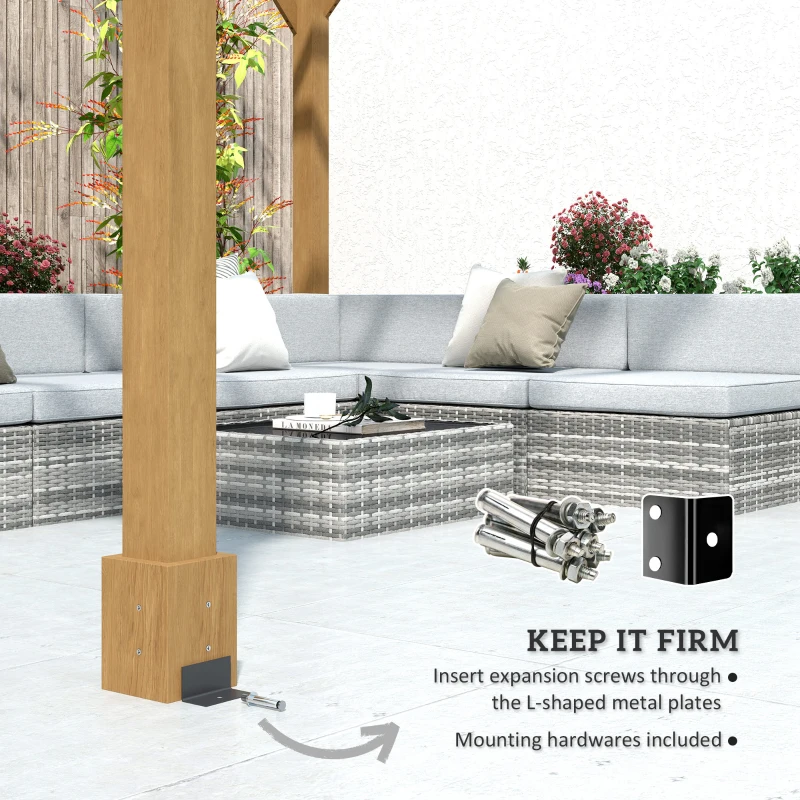 Outsunny 10' x 12' Wood Pergola, Outdoor Gazebo Grape Trellis with Arched Roof for Climbing Plant Support, Dark Brown