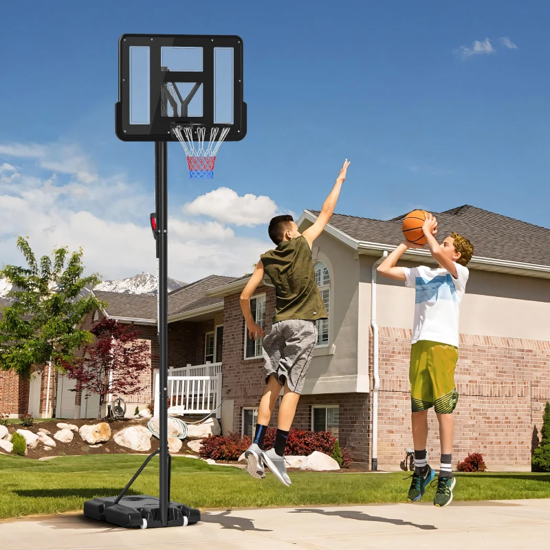 Soozier 7.7-10' Basketball Hoop, Freestanding Basketball System with 43" Shatterproof Backboard and Wheels
