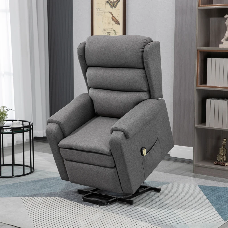 HOMCOM Lift Chair for Elderly, Power Chair Recliner with Footrest, Remote Control, Side Pockets for Living Room, Grey