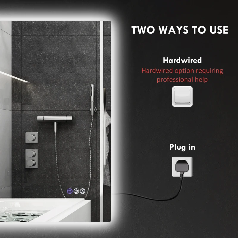 HOMCOM Dimmable Bathroom Mirror with Lights, 39" x 32" Backlit LED Mirror w/ Anti-Fog, Memory & Infinite Color Temperature