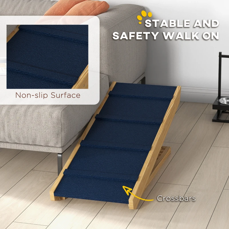 PawHut Adjustable Dog Ramp for Bed, Sofa, with Non-Slip Surface, Folding Dog Stair for Small, Medium, Large Dogs