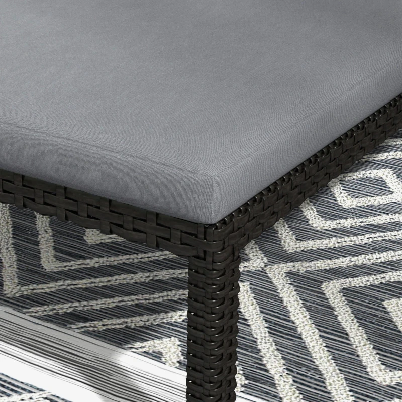 Outsunny Wicker Chaise Lounger with 5-Level Adjustable Backrest, Light Grey