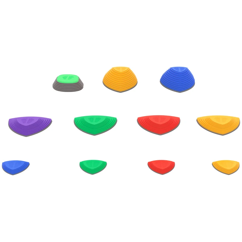 Outsunny 11 PCs Stepping Stones Kids with Non-slip Rubber, Stackable Balance River Stones for Obstacle Course Sensory Play, Outdoor Indoor for 3-8 Years Old