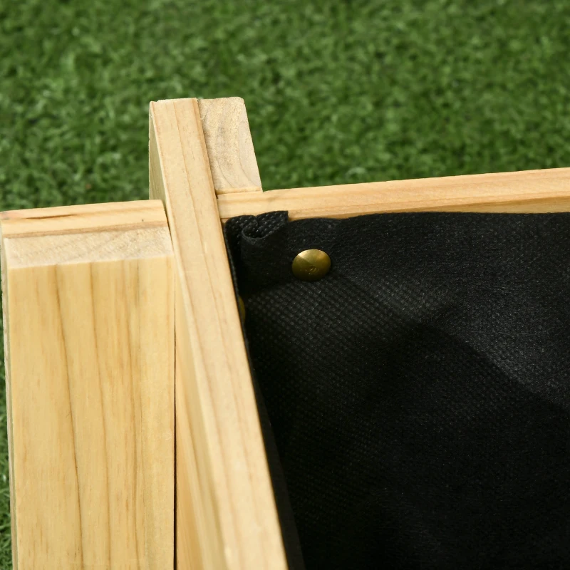 Outsunny 3 Tier Raised Garden Bed, Water Draining Fabric for Soil, Elevated Wood Flower Box for Vegetables, Herbs, Natural