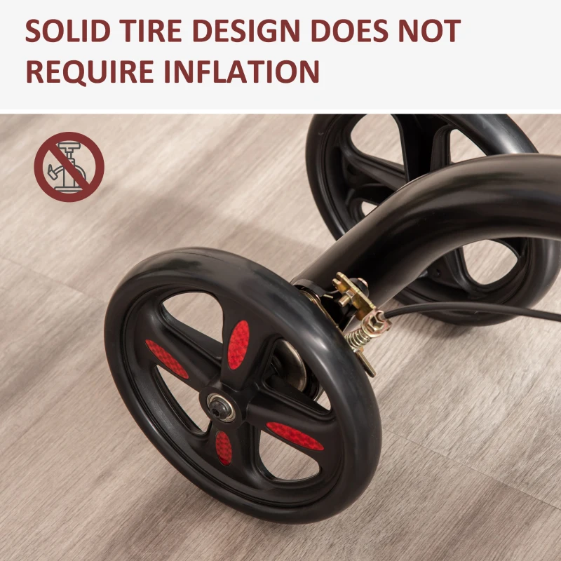 HOMCOM Knee Scooter, Foldable Steerable Knee Walker with Dual Braking System, Basket, 8" Wheels, Height Adjustable Leg Rest and Handles, Crutch Alternative for Foot Injuries, Black