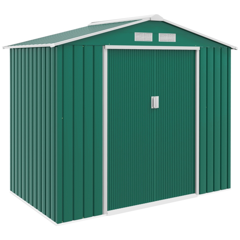 Outsunny 7' x 4' Steel Storage Shed Organizer, Garden Tool