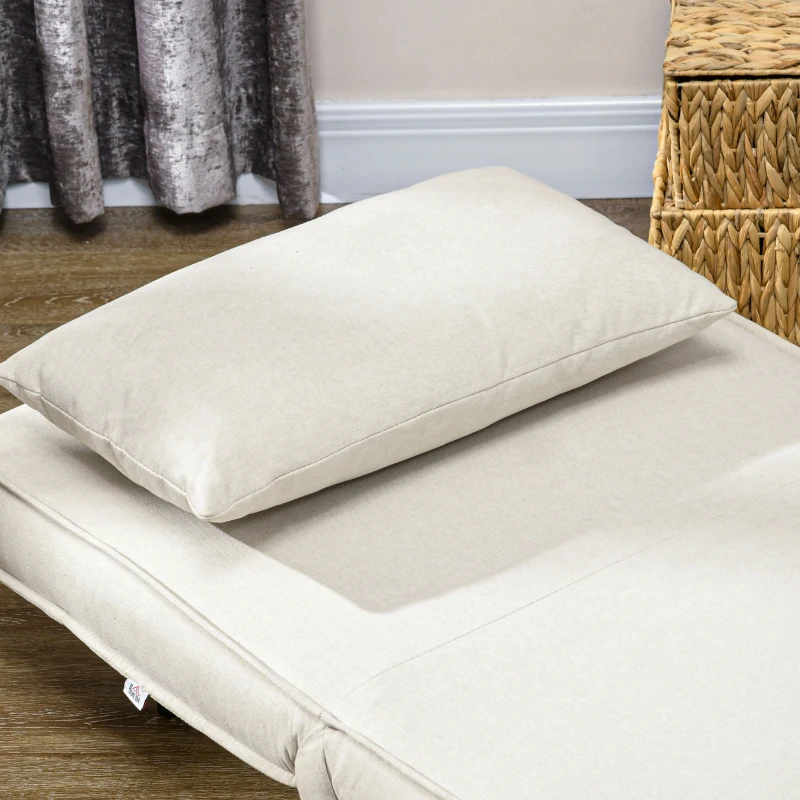 HOMCOM Chair Bed W/ Adjustable Backrest, 2-in-1 Multi-Functional Sofa Bed, Beige