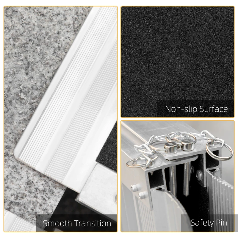 HOMCOM 4' Portable Wheelchair Ramp Aluminum Threshold Mobility Single-fold for Scooter with Carrying Handle