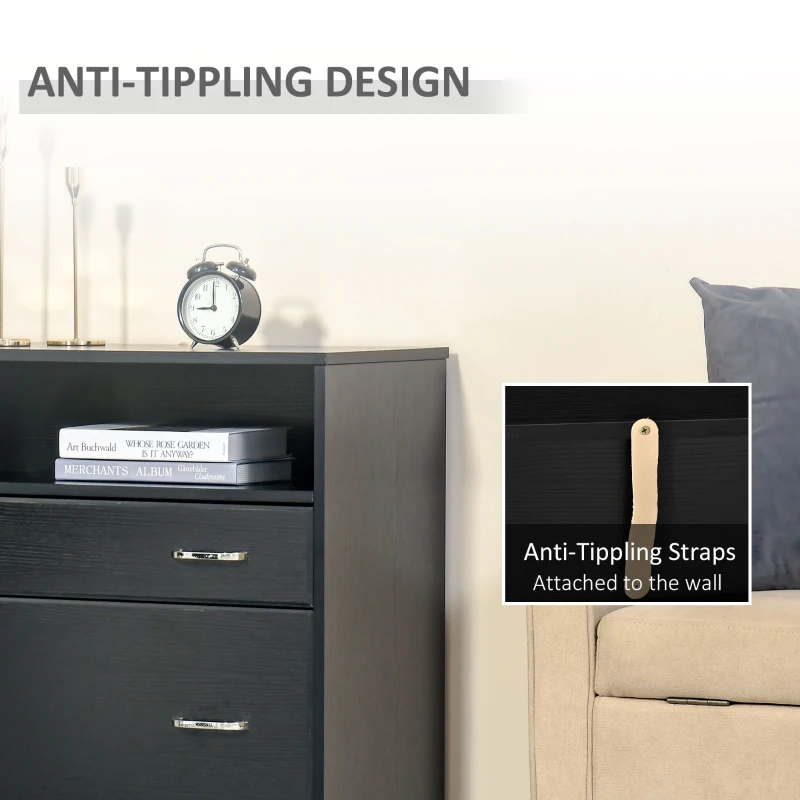 Vinsetto Lateral File Cabinet with 2 Drawers,  Filing Cabinet for Hanging Letter Sized Files, Office Printer Stand, Black