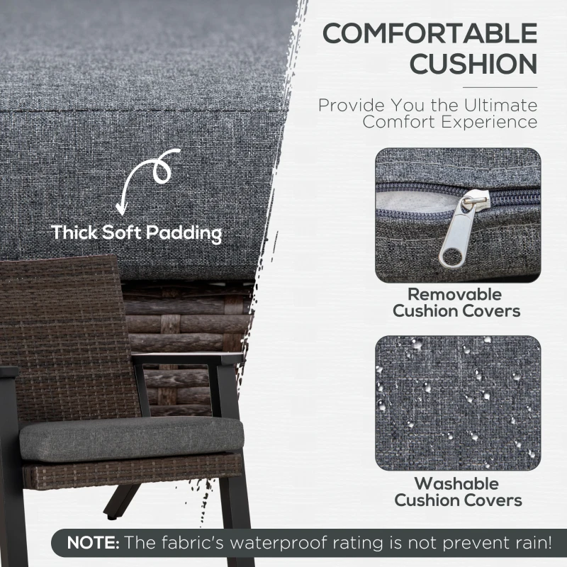 Outsunny 4 Pieces Patio Furniture Set, All Aluminum Frame Outdoor Sofa Set PE Rattan Sofa with 2 Cushioned Sofas, 1 Loveseat and Coffee Table with Tempered Glass Top for Garden, Backyard, Black, Grey