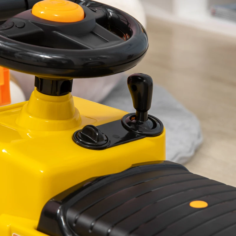 Aosom Sit and Scoot Ride-on Toy with Forklift Operation, Construction Toys for Kids with Under Seat Storage, Forklift Toy for 3-Year-Old Boys & Girls, Imagination Toys