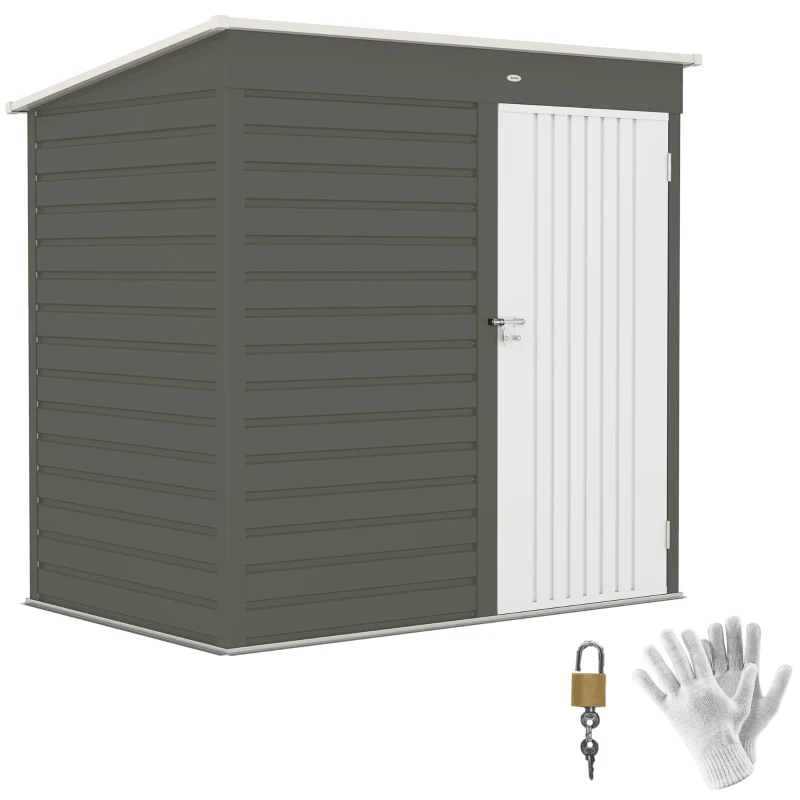 Outsunny 6' x 4' Outdoor Garden Shed, Metal Storage Shed with Lockable Door and Gloves for Backyard Garden Patio, Light Gray