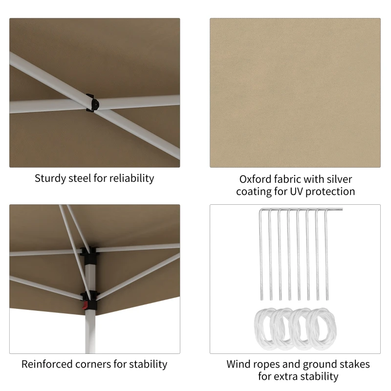 Outsunny 13' x 13' Pop Up Canopy Tent with Height Adjustable, Carry Bag for Outdoor, Garden, Patio, Beige