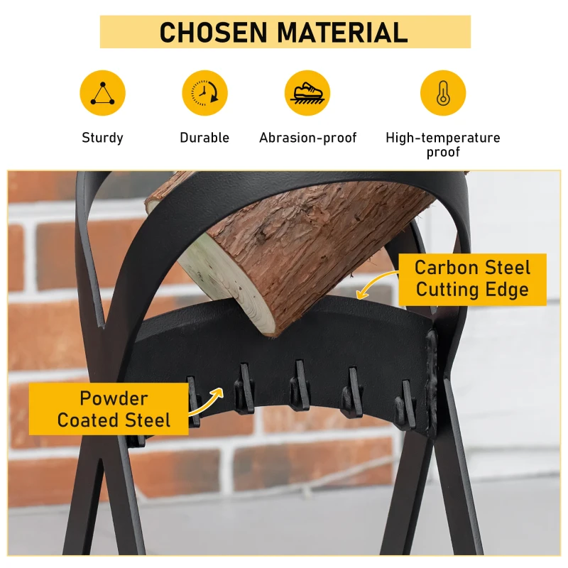 Outsunny Wood Splitter, Firewood Kindling Splitter for 8.75" Diameter Wood with Carbon Steel Wedge, Indoor/Outdoor Use for Bonfires or Camping Trips, Black