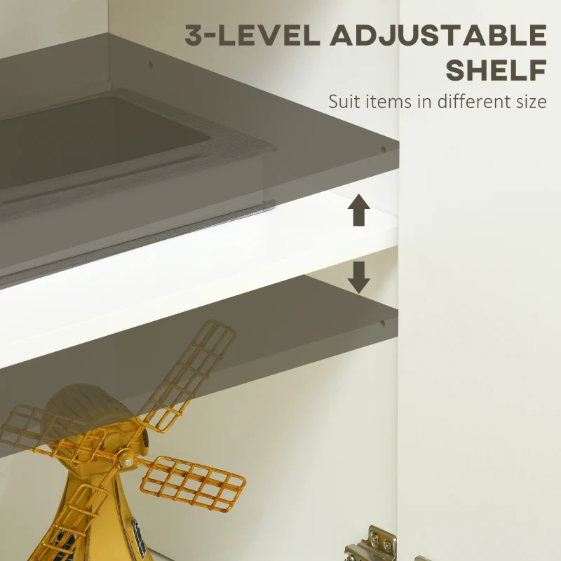 HOMCOM Sideboard Cabinet, Buffet Table with 3 Doors and Adjustable Shelves for Living Room, Entryway, White