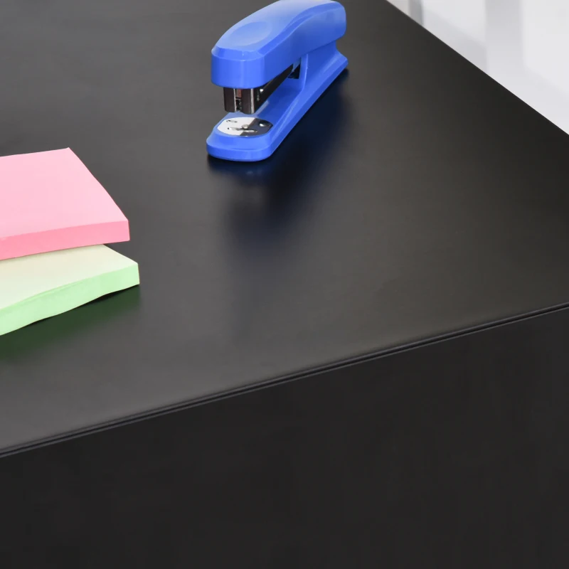 Vinsetto Metal Filing Cabinet 3 Drawer, Mobile Office Cabinet with Wheels for Legal, Letter, A4 File, Black