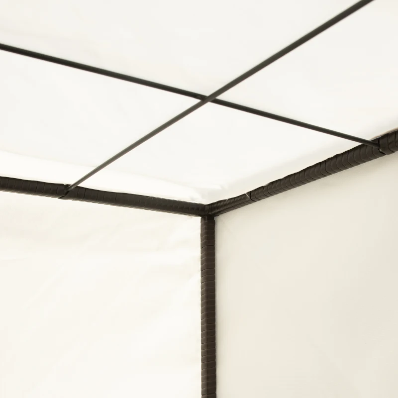 PawHut Wicker Dog House Elevated Pet Bed with Shade Canopy for Medium Large Dogs Indoor Outdoor with Cushion, 36" x 28" x 32"