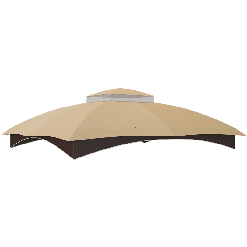 Outsunny 10' x 12' 2-Tier Gazebo Cover, Patio Gazebo Canopy Replacement with Drainage Holes for 84C-210 Series, Beige